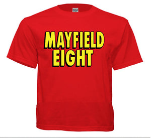 Red t-shirt Mayfield Eight logo